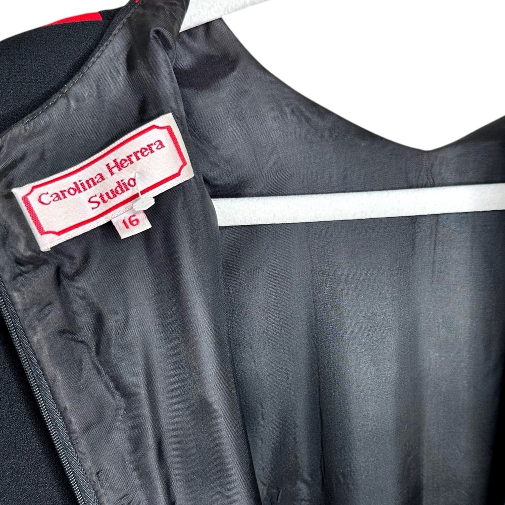 Carolina Herrera Studio Vintage 80s Dress SZ 16 Black Red - Picture 8 of 16